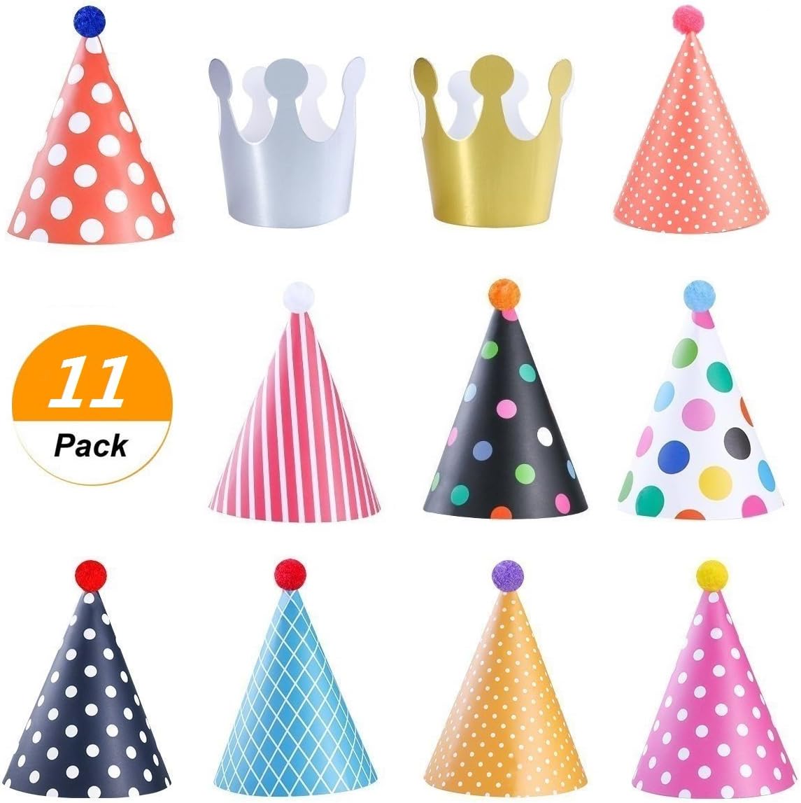 Amazon SelfTek 9 Pack Birthday Party Cone Hats Fun Cone Party Hats 