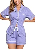 COLORFULLEAF Womens 100% Cotton Pajamas Short Set