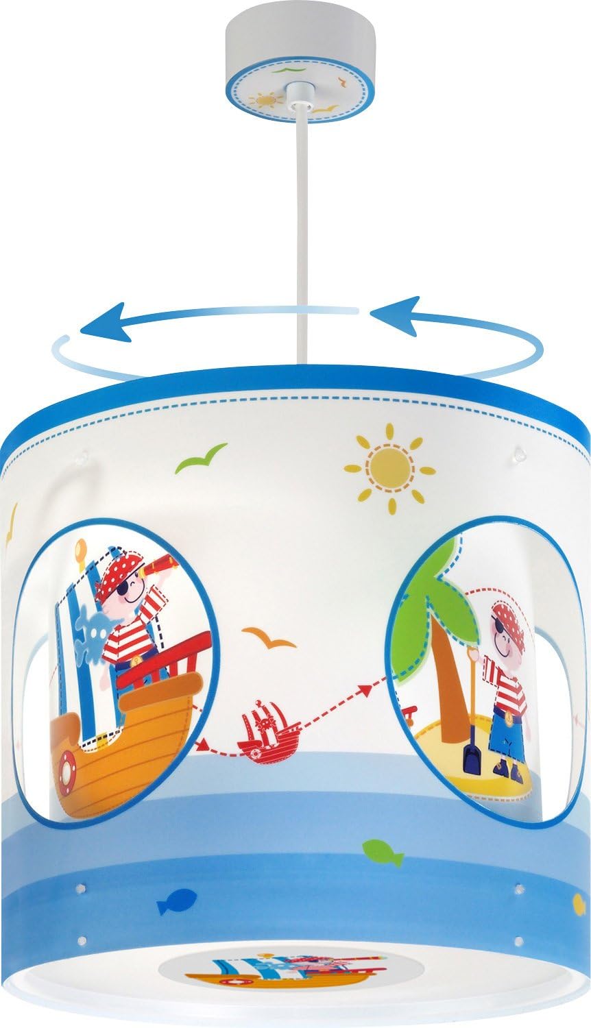 Dalber 60554 Pirate Rotating Hanging Lamp, Blue/Red/Green/White