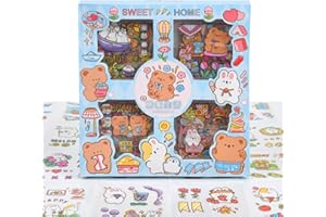 EAMOTOL Kawaii Funny Animal Scrapbooking Stickers - 100 Sheets Cute Cartoon Transparent PET Journaling Clipping Supplies Decals Sticker for Planners Collage Junk Journal DIY Arts Crafts Laptops Calendar