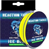 Reaction Tackle Braided Ice Fishing Line, Tip Up Line, 8 Strand, Ice Braid | Camo, White, Hi Vis Yellow, PE Braid, 4Lb, 6Lb, 8Lb, 10Lb, 20Lb, 30Lb, 4 Pound, 6 Pound, 10 Pound, 20 Pound, Walleye Pike