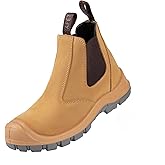 TAERDUN Steel Toe Work Boots for Men Slip-on Chelsea Boot, Men's Industrial & Construction Shoes, Waterproof, Lightweight, Comfortable, Non-slip Safety Shoes, Black, 10.5