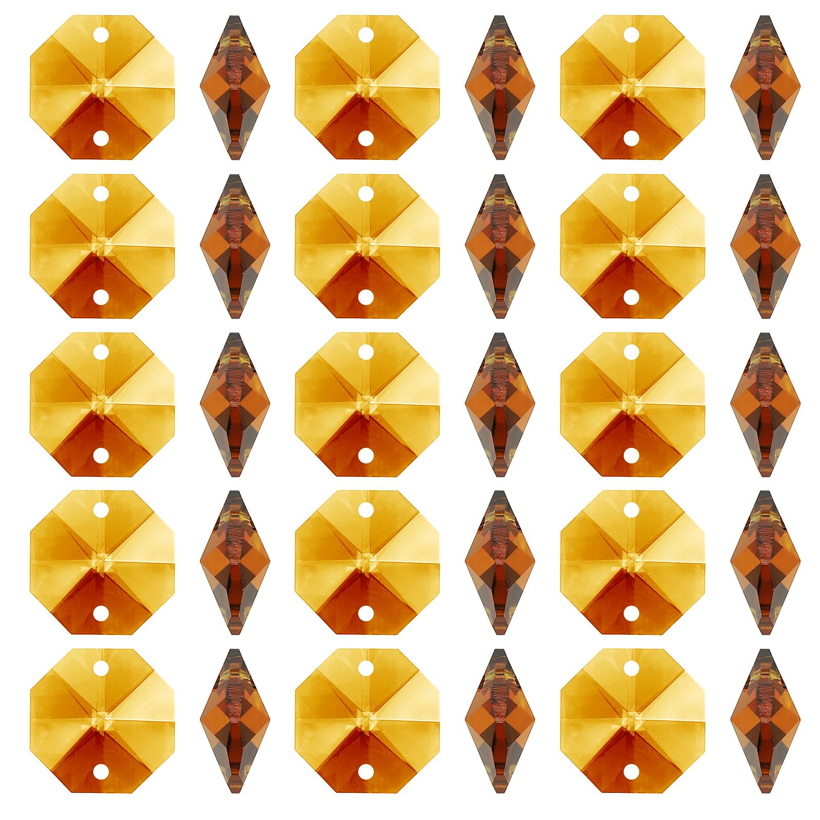 Photo 1 of PATIKIL K9 Crystal Octagon Beads 2 Holes Pendants, 100 Pack 14mm Chandelier Prisms Parts Ornaments Hanging Beads for DIY Arts Crafts Decoration, Amber