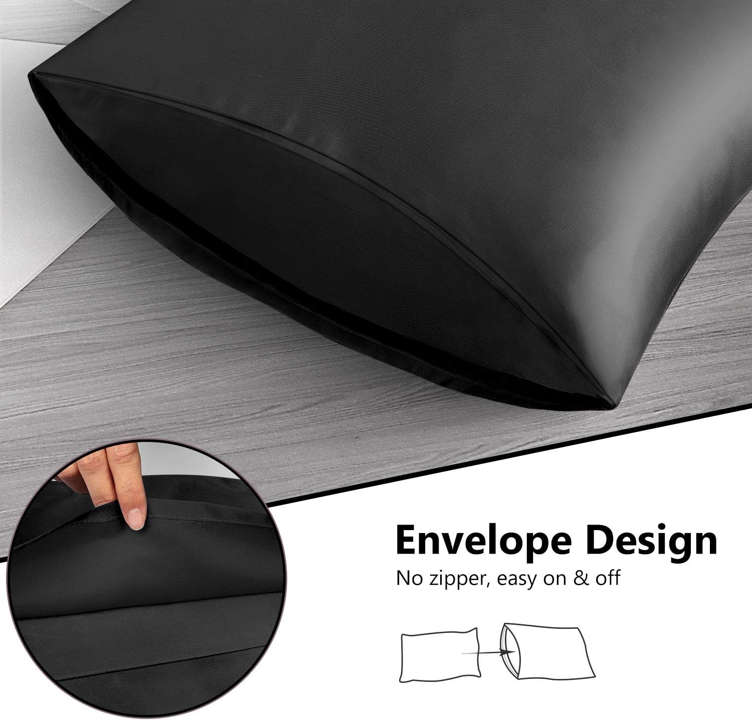 ZAMAT Silky Satin Pillowcases Set of 2, Luxury Soft Pillow Case for Hair and Skin, Wrinkle, Fade Resistant, Pillow Cover with Envelope Closure: Kitchen & Dining