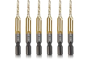 6-pc 6-32NC Combination Drill Tap Bit Set SAE, 6-32NC Thread Size, Titanium Coated High-Speed Steel, Ideal for Drilling Threa