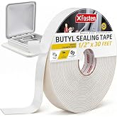 XFasten Butyl Tape White, 1/2 in x 30 ft x 1/8 in &ndash; Easy-to-Work-with Automotive Butyl Sealant Tape, Mess-Free Rubber Caulk for RV, EPDM Putty for Window, Headlight, Roof, Windshield, and Car Doors