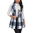 IDEALSANXUN Plaid Vest for Women Fall Winter Sleeveless Blazer Jackets