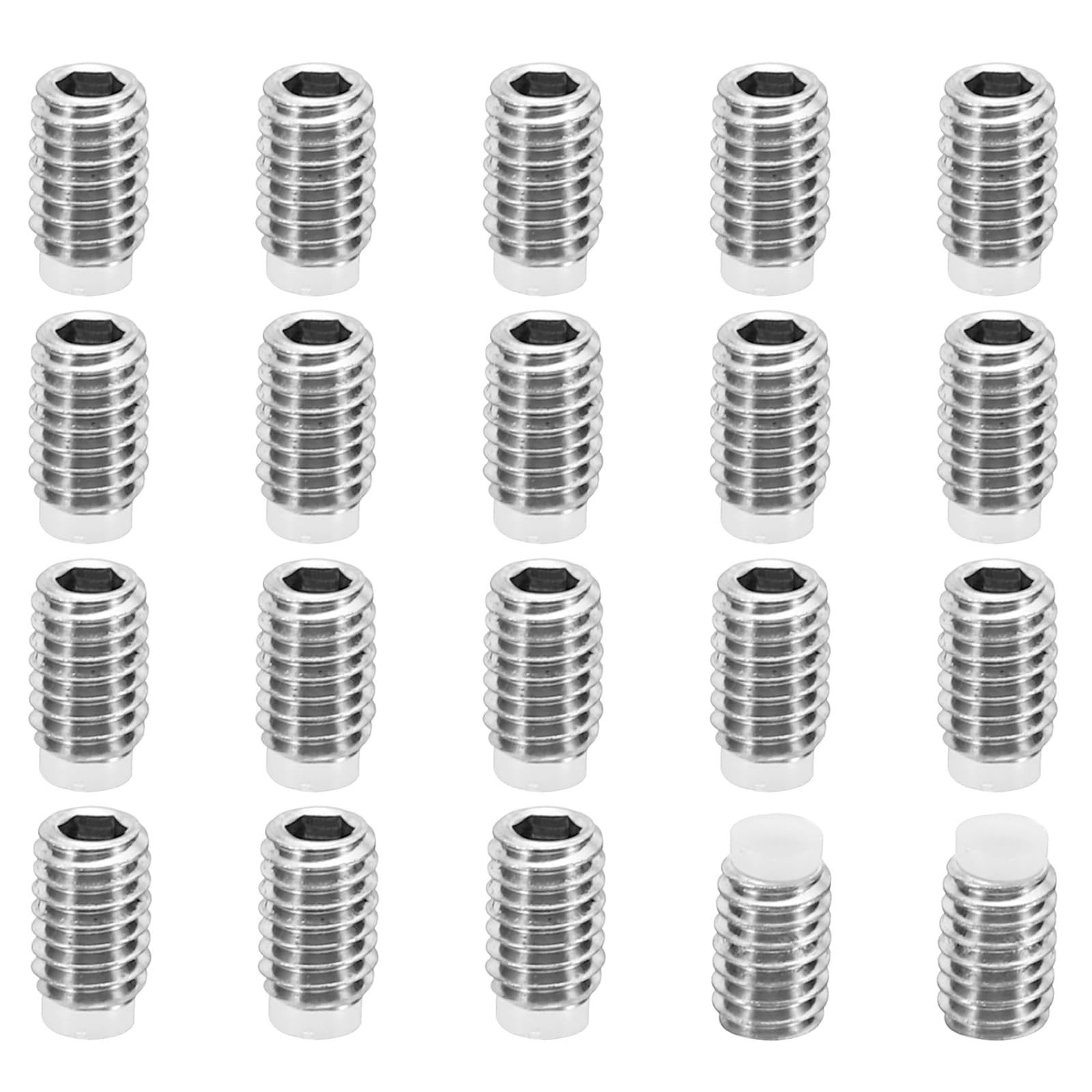 PATIKIL M4x6mm Nylon Tip Grub Screw, 20 Pack Metric Hex Socket Head Cup Point Anti Slip Set Screws Internal Hex Drive Hardware, 304 Stainless Steel