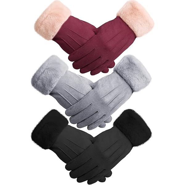 4 Pairs Winter Gloves - Winter Gloves Women Gloves For Women Cold Weather, Winter Glove With Elastic Cuff Knit-B