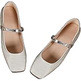 Women Square Toe Mary Jane Flat Shoes Floral Dress Ballet Flats with Ankle Strap