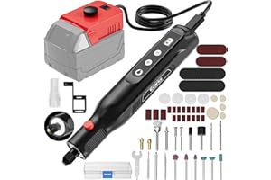 Ecarke Rotary Tool Kit Compatible with Milwaukee 18V Battery, 25000RPM 5-Speed & 108 Accessories, Dog Nail Grinder with LED Light for Pet Grooming, DIY Crafts, Sanding, Engraving, Polishing, Tool Only