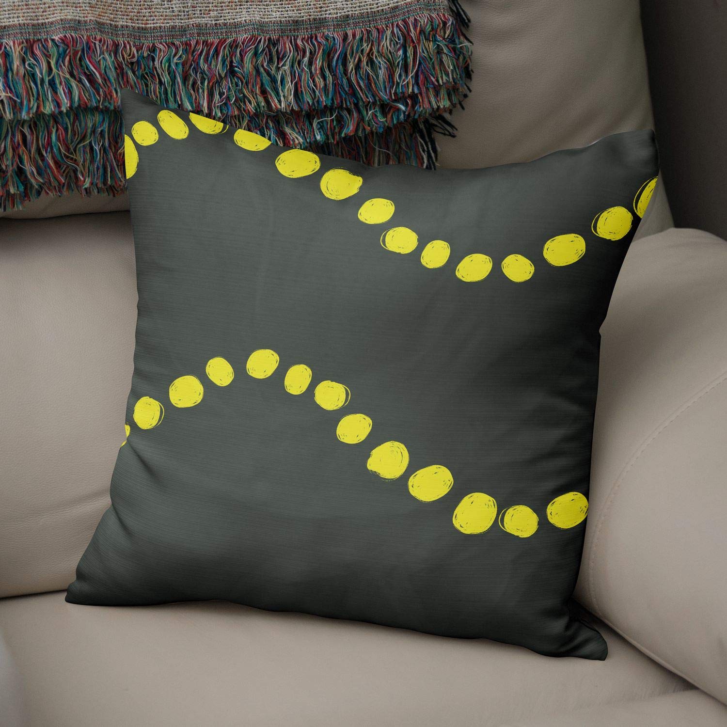Bonamaison Decorative Cushion Cover, Polycotton, Yellow, Standard