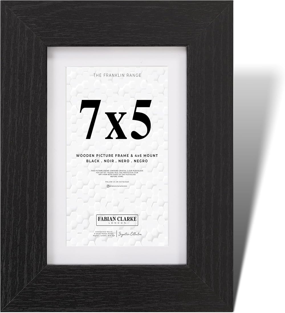 Fabian Clarke London 7x5 Modern Black Wooden Frame with 6x4 Mount