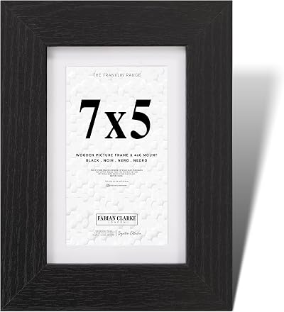 Fabian Clarke London 7x5 Modern Black Wooden Frame with 6x4 Mount