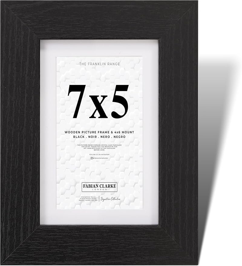 Fabian Clarke London 7x5 Modern Black Wooden Frame with 6x4 Mount
