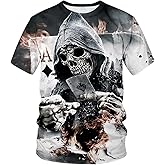 Rasbctk Men's Black and White Skull Shirt 3D Printing Short Sleeve T-Shirt