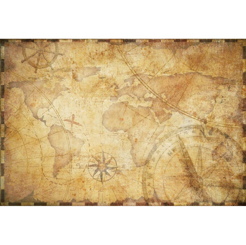 YongFoto 5x3ft Vintage Old Travel World Map Backdrop Parchment Map ...