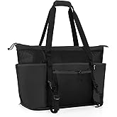 Fasrom Extra Large Mesh Beach Bag with Zipper Bottom, Family Beach Tote Bag with Wet and Dry Separation (Patent Design)