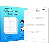 Glossy White Waterproof Bottle Labels, 2" x 3" 8 Up Vinyl Rectangle Lalebs for Laser or Inkjet Printers, 20 Sheets 160 Total Permanent Adhesive Labels