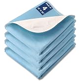 SOLOSHINE Washable Waterproof Underpads, 24" x 18" (4 Pack) Reusable Incontinence Pads for Chair, Bassinet, Crib, Car Seat, Sofa, Wheelchair, Small Size