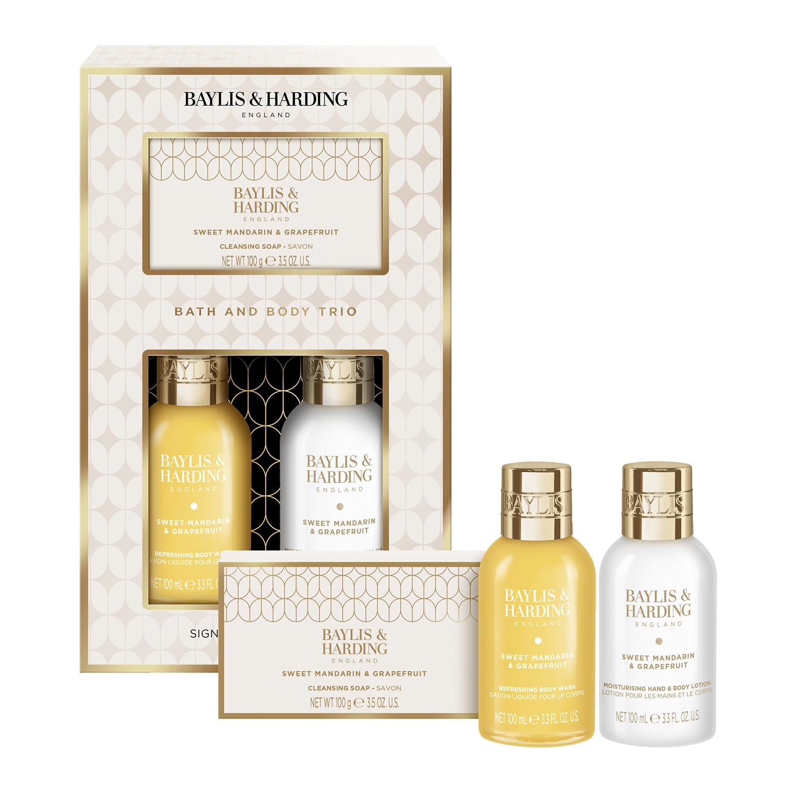 Baylis & Harding Sweet Mandarin & Grapefruit Pamper Body Trio Gift Set (Pack of 1) - Vegan Friendly