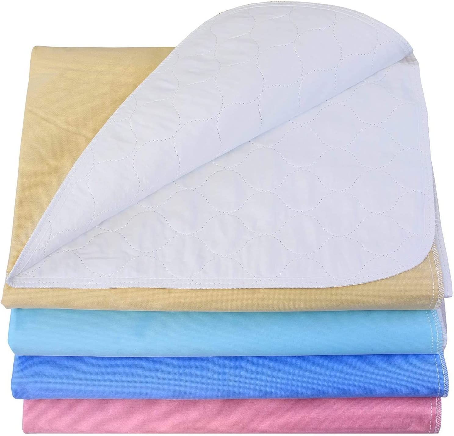 Photo 1 of 4 Pack - Heavy Weight Soaker 34x36 Waterproof Reusable Incontinence Underpads / Washable Incontinence Bed Pads - Pink and Blue - Great for Adults, Kids and Pets -- 9oz Soaker