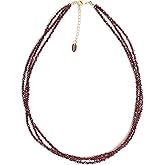 Gempires Multi Layered Beaded Necklace Handmade Gemstone Crystal Jewelry Hypoallergenic Non Tarnish 18 Inch Gold Plated Lightweight Choker Necklaces For Women