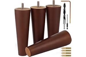 Airy Abode Premium Walnut Wood Furniture Legs (Full Install Kit) - Pick Your Size and Color
