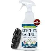 Kitchen Cabinet Cleaner and Degreaser - Plant Based Grease Remover for Wood, Painted and White Cabinets - Cleans, Restores, Protects Finishes, Streak Free, 32oz with Scrub Brush by Final Touch