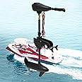 36 LBS Thrust Trolling Motor, 12V Transom Mounted Saltwater Electric Outboard Motor 8 Speed w/LED Battery Indicator and Telescoping Handle for Kayak, Inflatable Fishing Boats