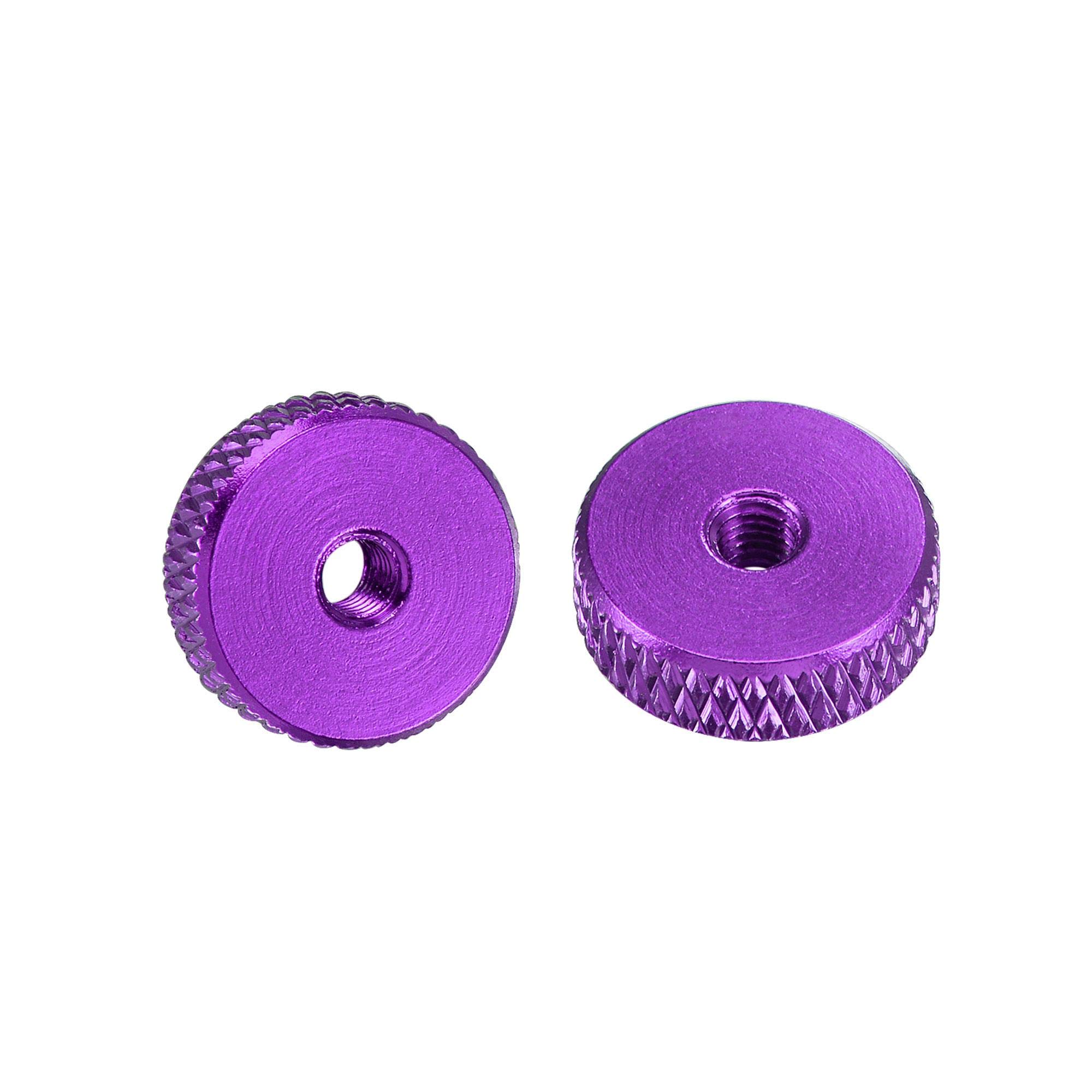 sourcing map Flat Knurled Nut - M3 x 12mm x 4mm Thumb Nuts Lock Adjusting Nuts Aluminum Alloy Purple 10Pcs