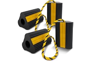 ROBLOCK Wheel Chocks (2pair/4pack with Rope) for RV Trailer Camper Truck Car Aircraft, Versatile Heavy Duty Rubber Wheel Chocks Block with 3 Reflective Strips, Tire Wheel Immobilizers & Chocks