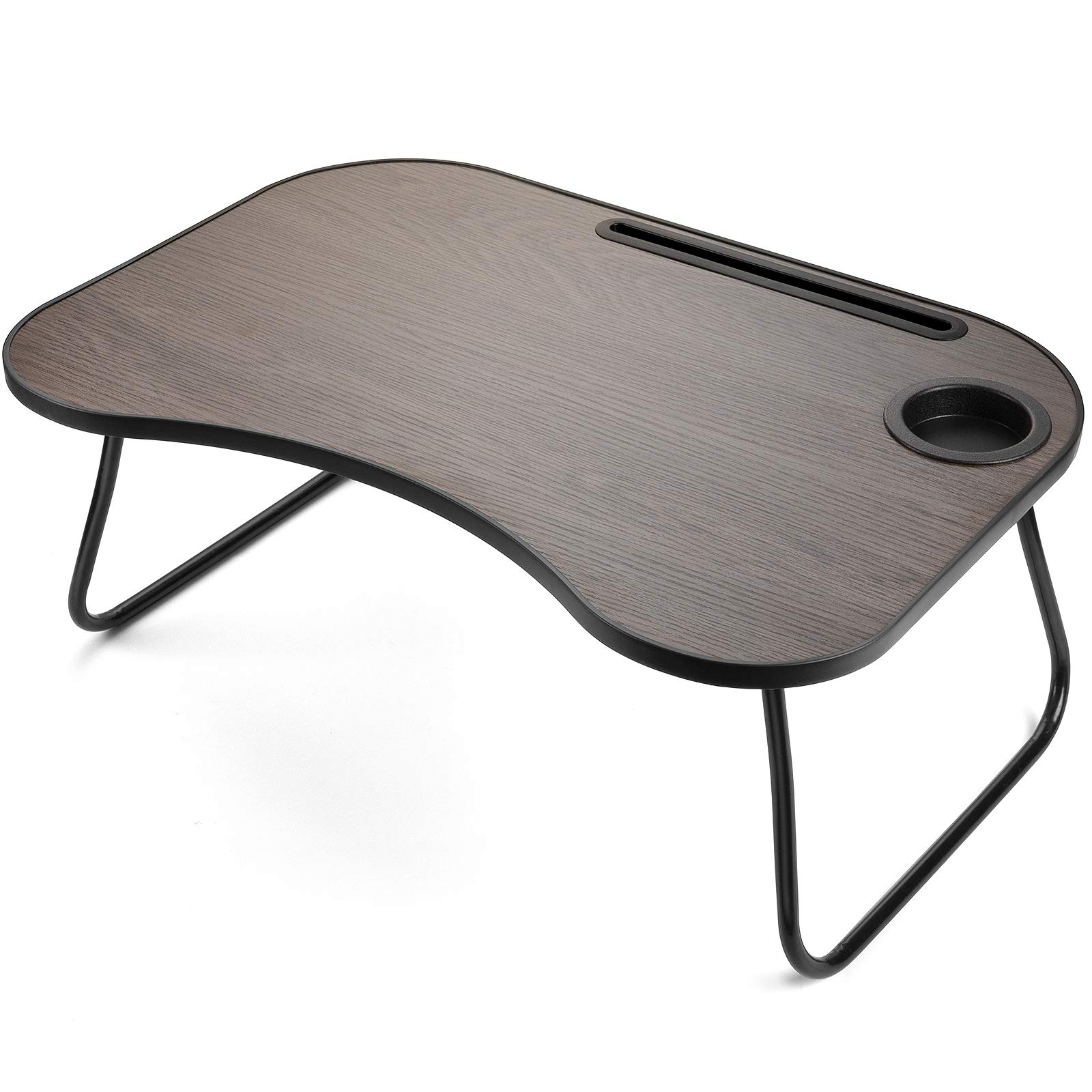 HUANUO Folding Laptop Desk for Bed with Tablet Slot and Cup Holder, Multifunctional Table for 17 Inch Laptop