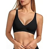 VQJ Women's Wireless Soft Jelly Push Up Bra with Deep V Plunge & Light Support, No Underwire Comfort Everyday Bralette