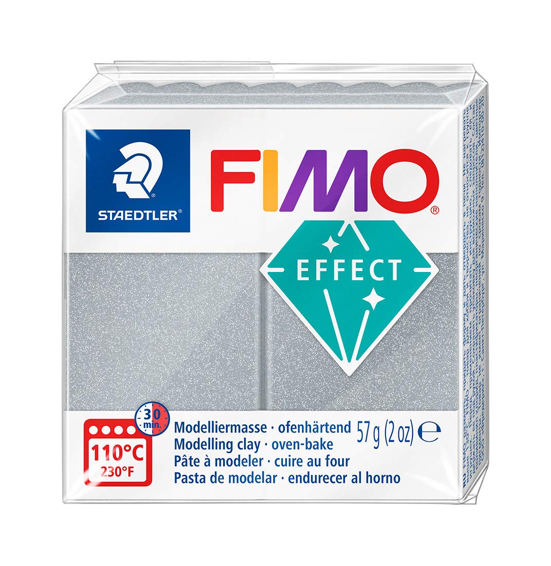 Staedtler Fimo Effect 8020-81 Oven Hardening Modelling Clay 57g - Silver Metal, 1 Pack