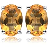 JewelryPalace Women's Birthstone Stud Earrings, 14K Gold Plated, Hypoallergenic