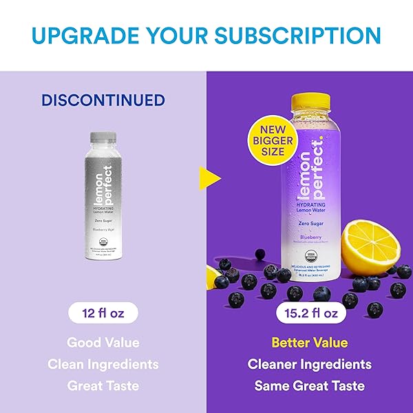 LEMON PERFECT, HYDRATING ORGANIC LEMON WATER, ZERO SUGAR, FLAVORED WATER, SQUEEZED FROM REAL FRUIT, PLASTIC NEUTRAL, NO ARTIFICIAL INGREDIENTS, BLUEBERRY ACAI (12OZ BOTTLES) 12PK
