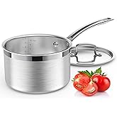 Glendaveny Tri-Ply Stainless Steel Sauce Pan with Lid, 3-Quart Saucepan Sauce Pot Multipurpose Use for Home Kitchen or Restau
