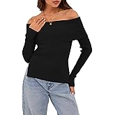 ZAFUL Womens Off The Shoulder Pullover Sweater Long Sleeve Fall Ribbed Knit Tops Sexy Y2K Outfits