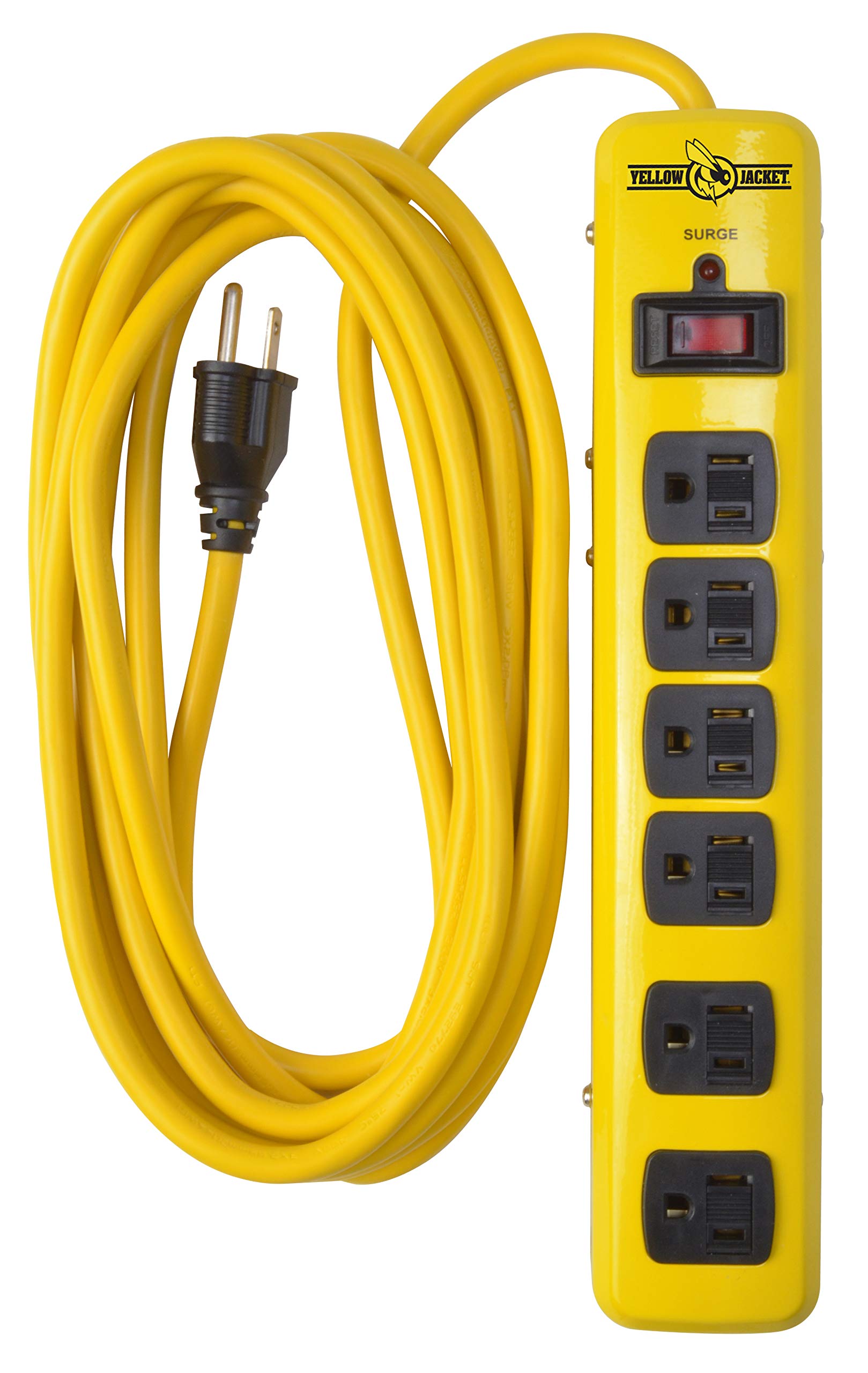 Yellow Jacket 5138 Metal Surge Protector Strip, 15Foot Cord, 6Outlet