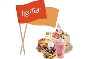 100pcs Custom Toothpick Flags for Food Personalized Cupcake Toppers with Picture Logo Text Customized Food Labels for Party S