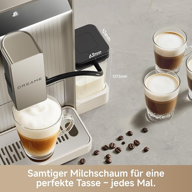 Ecceluxe Slim Espresso-Vollautomat Kompakte Größe, Geschmack der Meisterklasse. Vollautomatische Komplettreinigung. Ein-Tasten-Touchscreen für fünf Kaffeespezialitäten