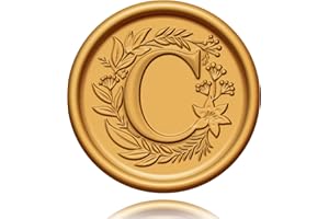 KKJCXY 20 Pack Letter C Wax Seal Stickers, Antique Gold Initial Alphabet Self-Adhesive Wax Stickers for Wedding, Party, Birthday, Christmas Envelope Seals