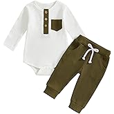 fhutpw Baby Boy Clothes 3 6 12 18 Months Ribbed Knitted Long Sleeve Romper and Pants Sets Newborn Fall Splicing Color Outfits