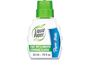 PAPER MATE Liquid Paper Fast Dry Correction Fluid, 22ml, White, 12 Bottles
