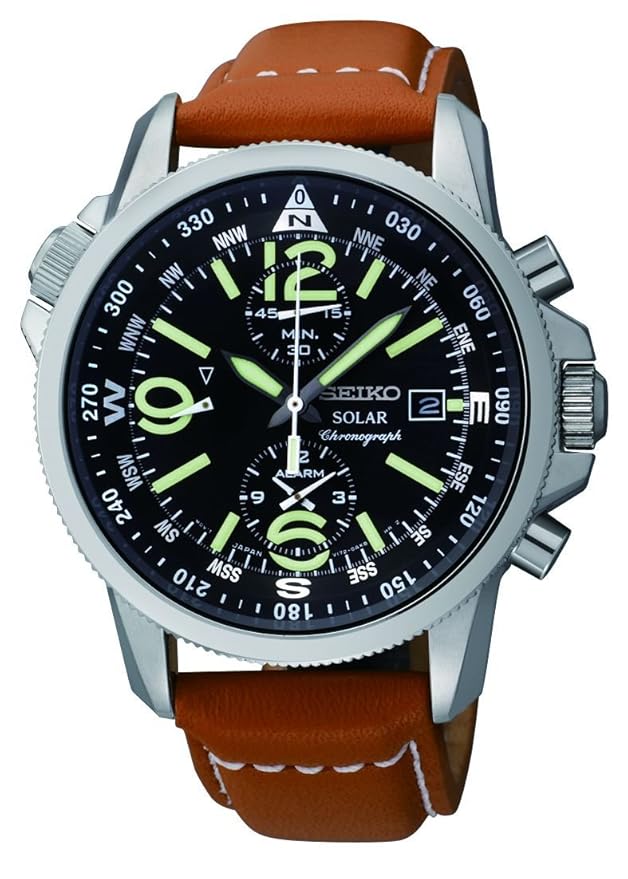 Seiko Herrenuhr Chronograph Quarz mit Lederarmband – SSC081P1