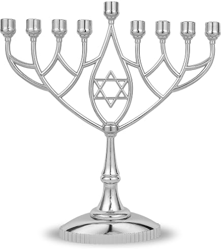 Menorá De 7 Brazos De Latón Dorado - Altura 20 Cm, Para Velas De Hasta 1.5 Cm De Diámetro