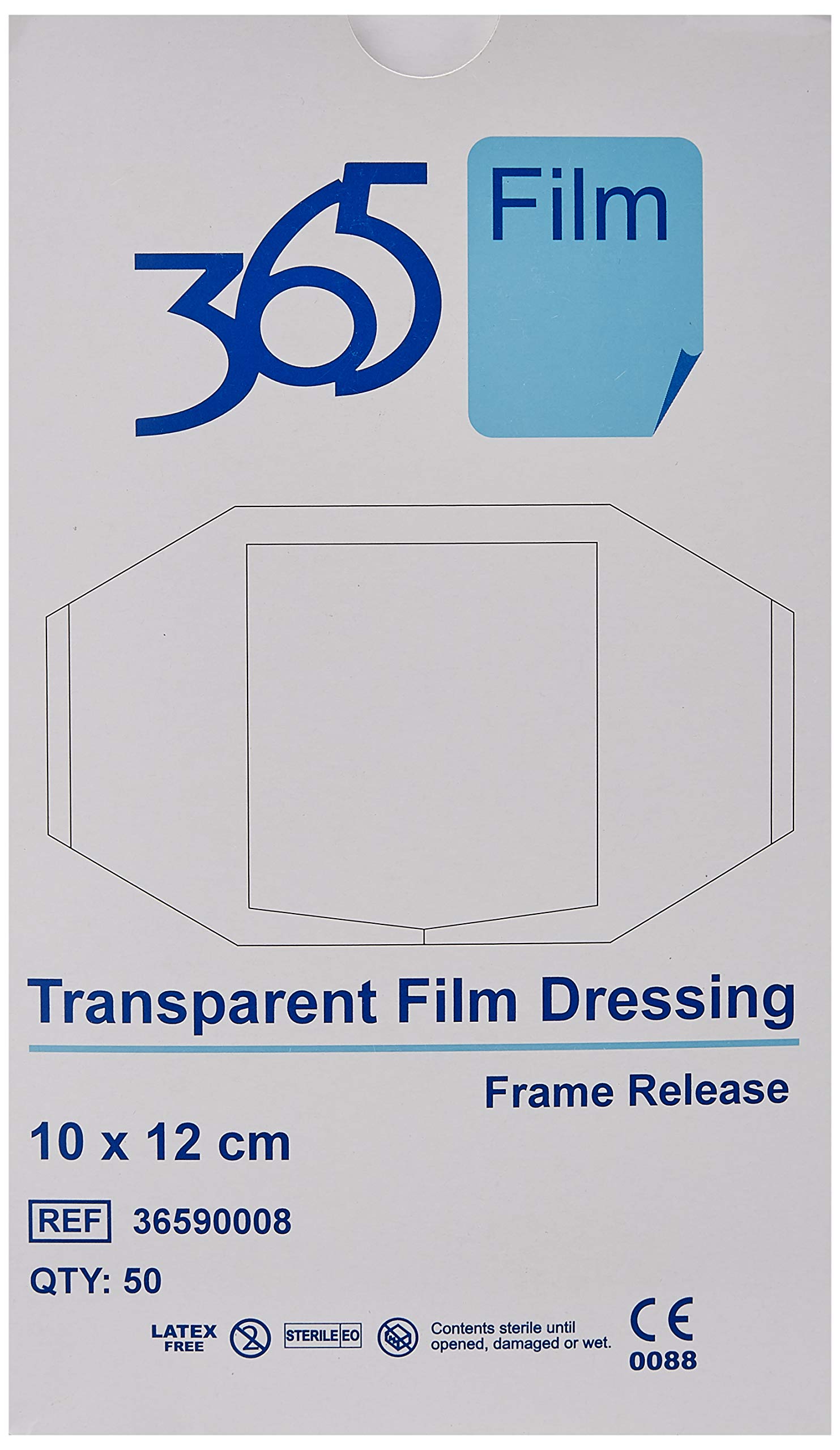 365 Transparent Film Dressing 10 x 12 cm - Pack of 50 (Ref 36590008)-Packaging May Vary