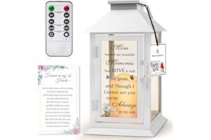 HN HAIINAA Memorial Lantern Bereavement Gifts in Memory of Loved One Memorial Gifts for Loss of Mother Remembrance Sympathy Gifts for Loss of Loved One with LED Candle and Remote