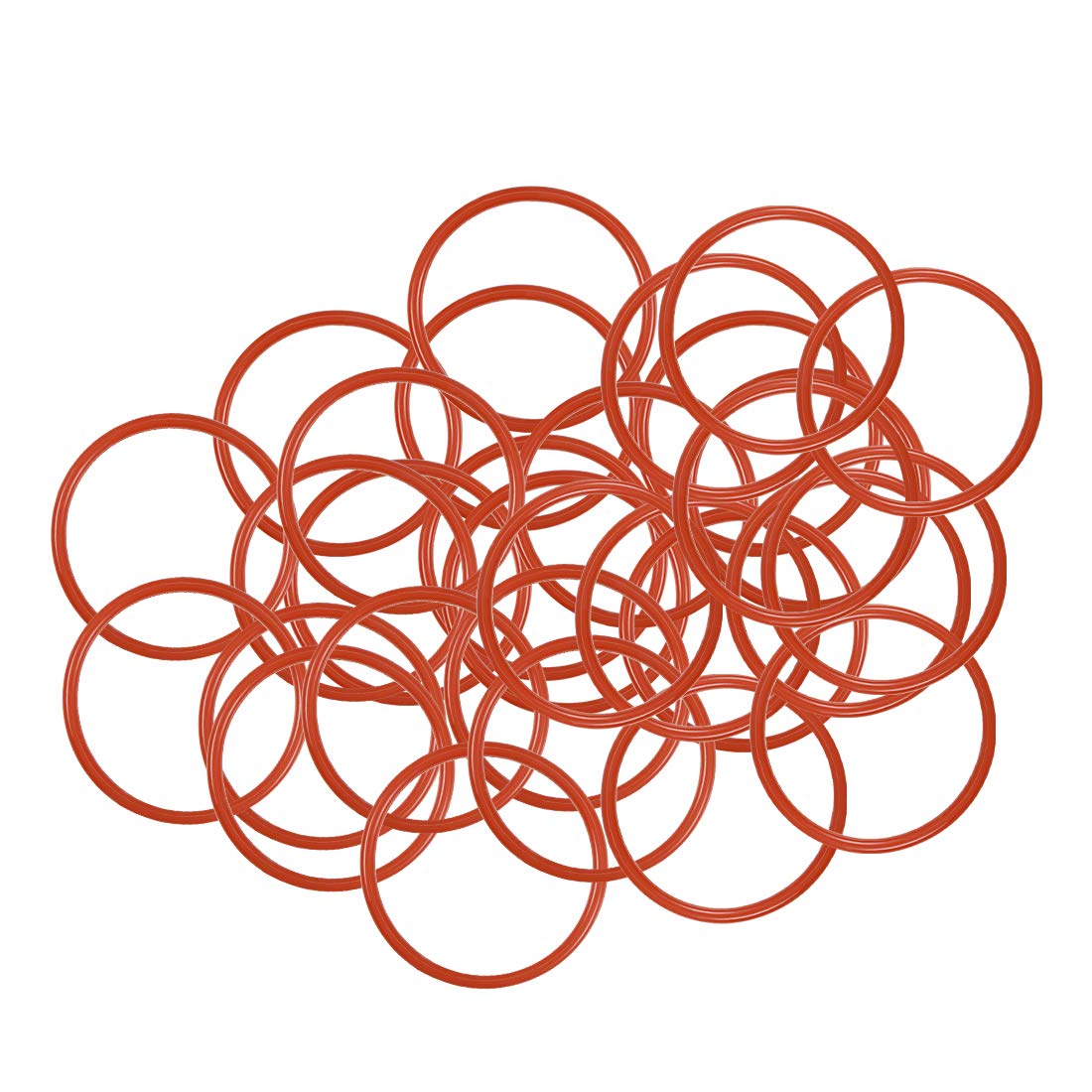 sourcing map Silicone O-Ring, 24mm OD, 21mm ID, 1.5mm Width, VMQ Seal Rings Gasket, Red, Pack of 30